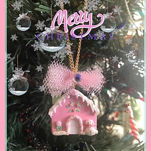 Glittery Sugar Cookie House Necklace-Pink